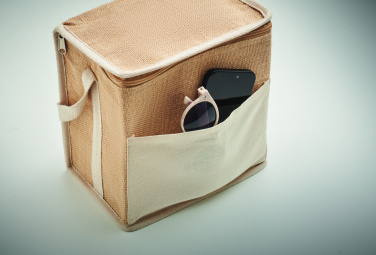 Logo trade promotional giveaway photo of: Jute and canvas cooler bag 3L